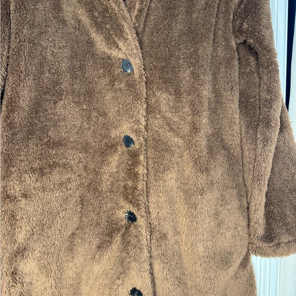 NWOT Brown Teddy Coat Faux Fur Fleece Shacket Jacket - Picture 7 of 7